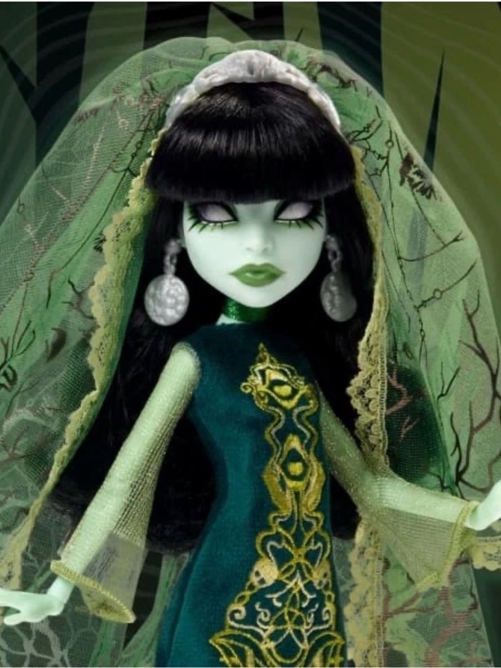 monster high Scarah Screams Green and Black Skullector Doll Costume JHK54 - Picture 4 of 8